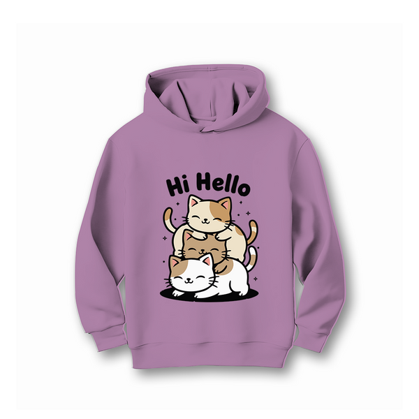 HI HELLO CAT HOODIE FLEECE